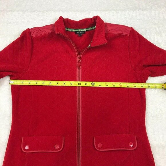 Talbots Womens Quilted Fleece Jacket Size Small Red Pockets Full Zip - Picture 5 of 7